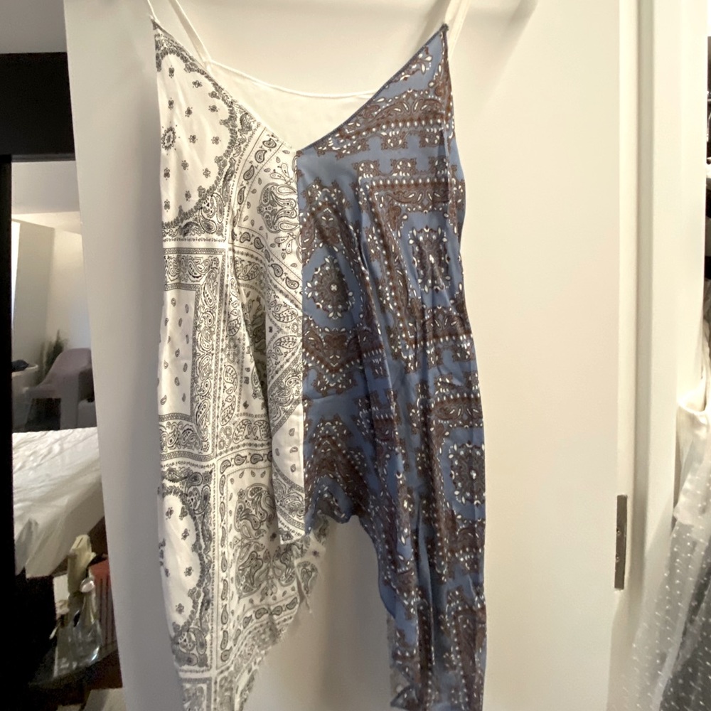 Paisley bandana print half back tie top